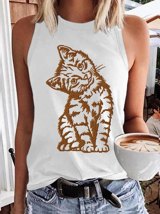 Women's Cute Cat Print Vest