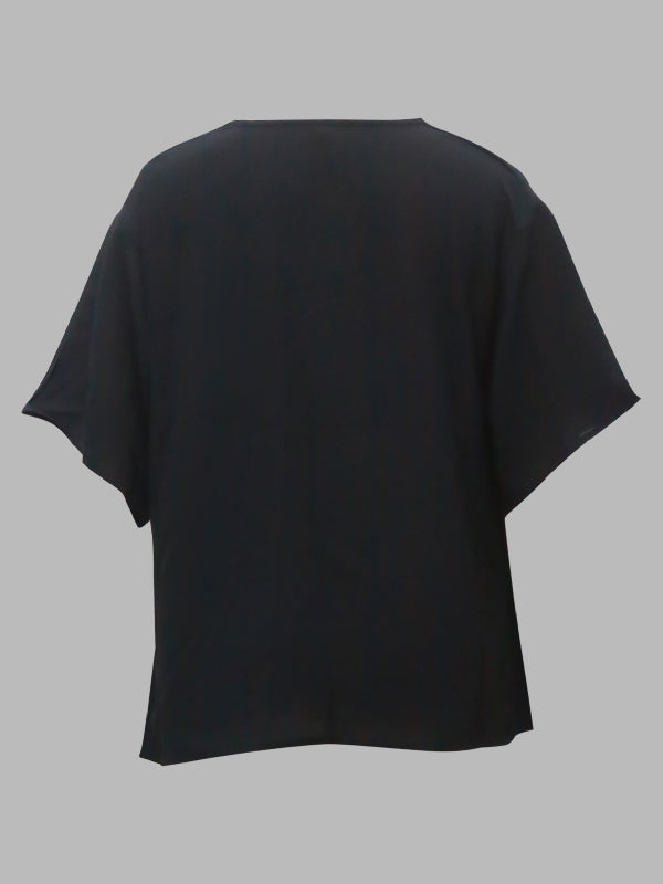 Original Irregular Casual Solid Color Pleated T-Shirt Top