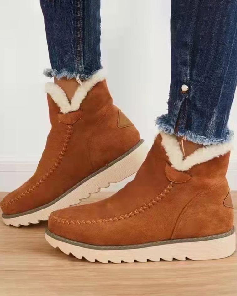 PLUSH INSIDE SLIP ON SNOW BOOTS