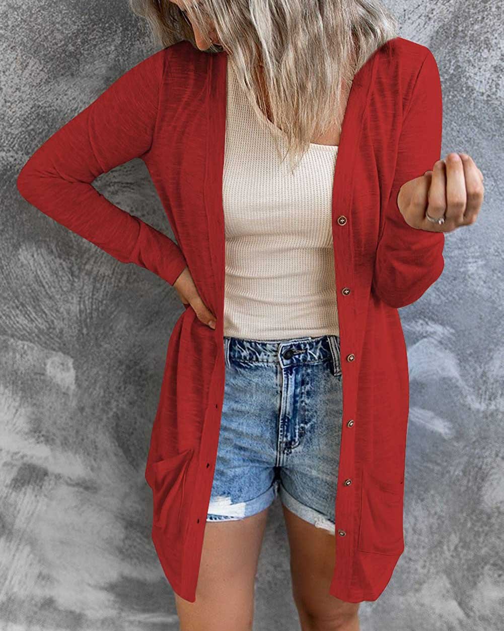 POCKETED BUTTON DOWN CARDIGAN