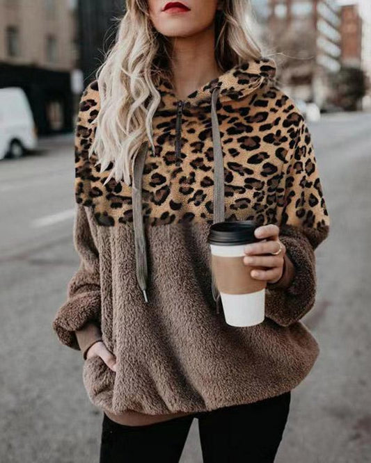 LEOPARD TEDDY HOODIE