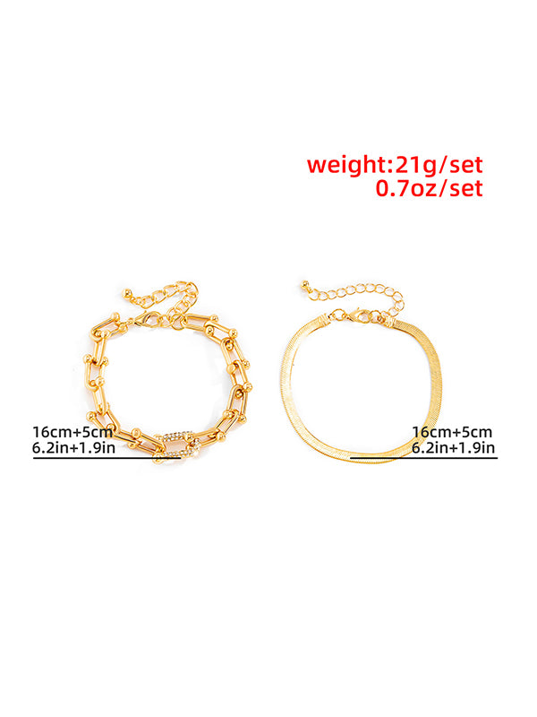 Urban Solid Color Geometric Alloy Bracelet Accessories