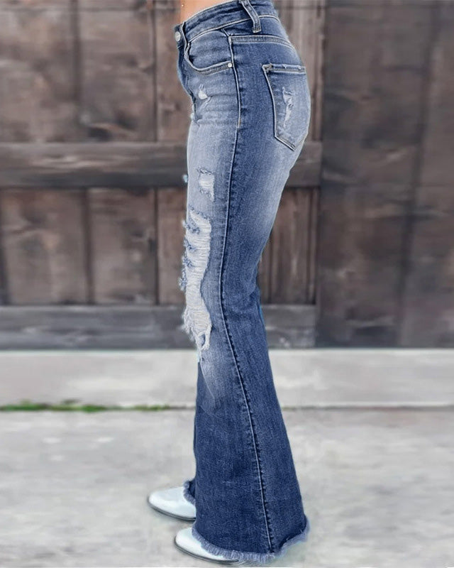 DISTRESSED FLARED JEAN