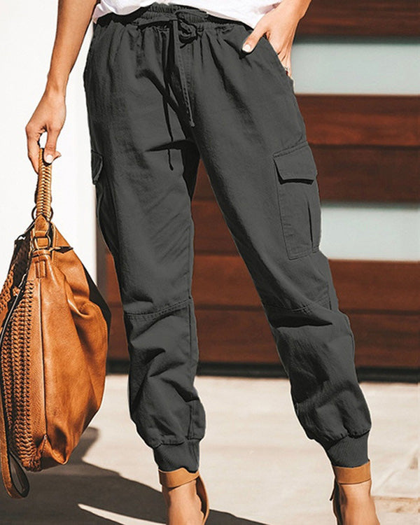 DRAWSTRING POCKET OVERALL PANTS