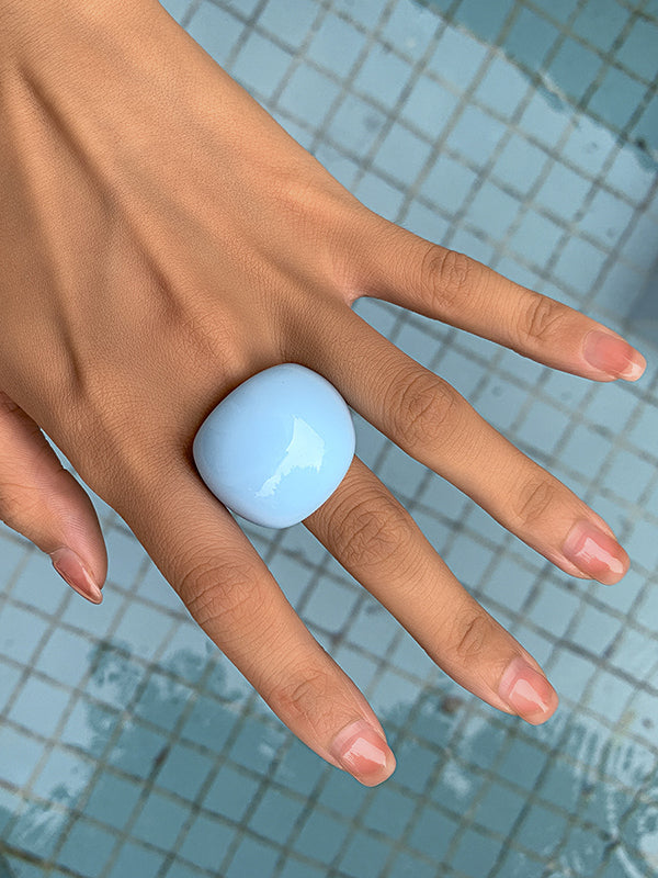 Original Solid Color Geometric Resin Rings Accessories