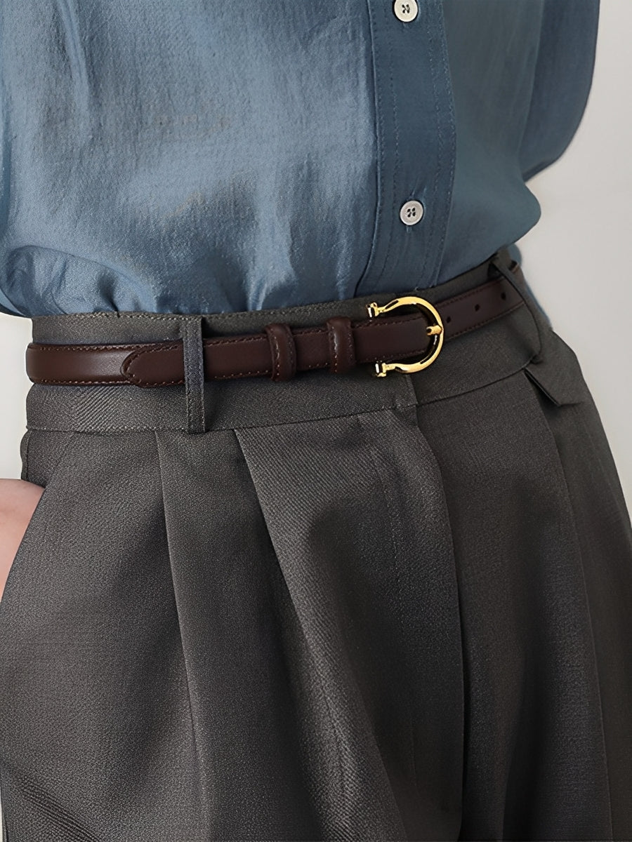 Women's Vintage Sophisticated Faux - Leather Horsebit Belt