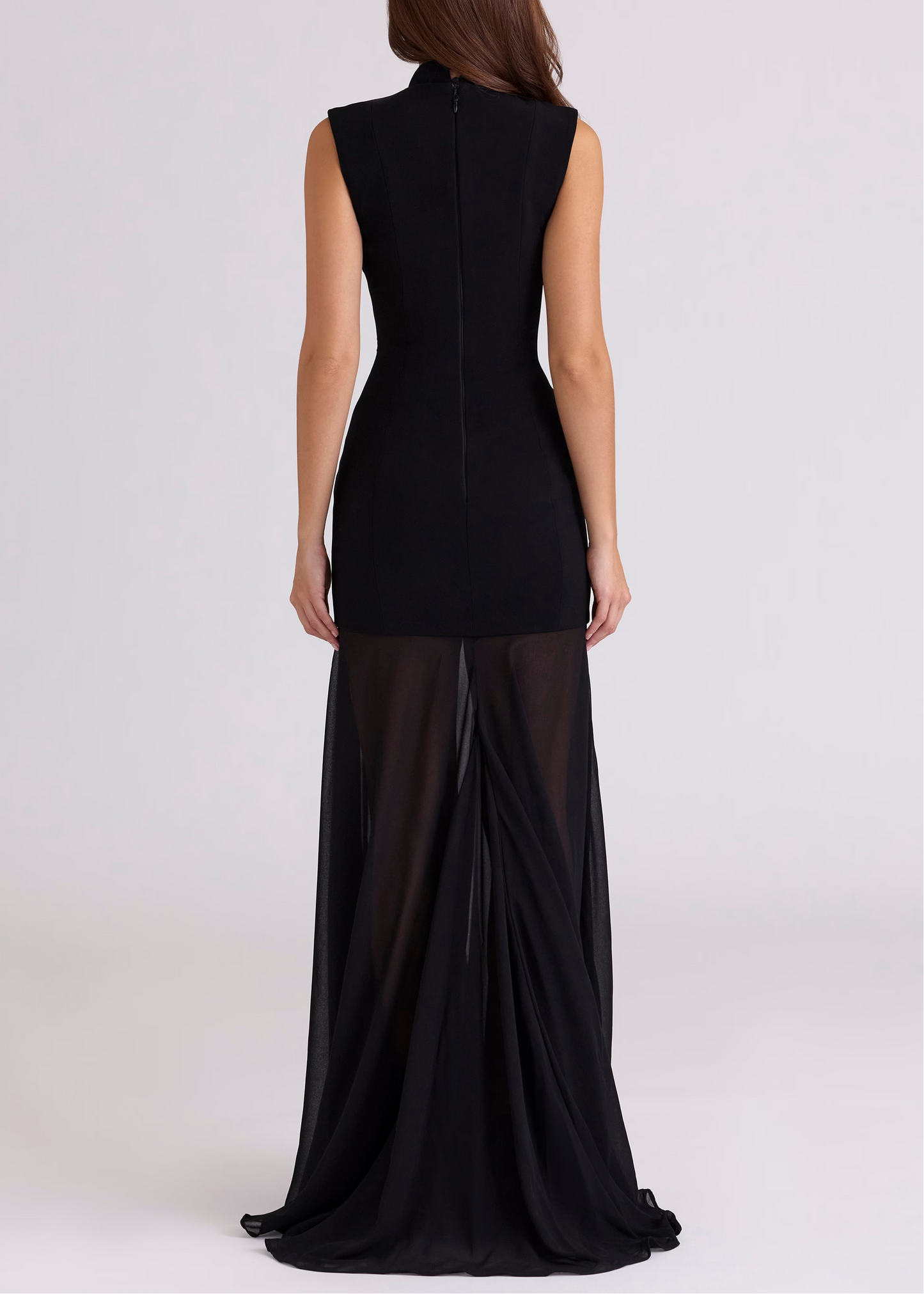 Sexy Sleeveless Hollow Slim-Fitting Patchwork Voile Maxi Dress