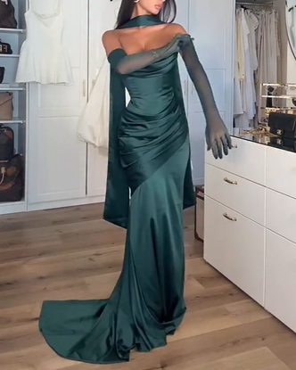Sexy Tube Top Solid Color Slim Mop Evening Maxi Dress