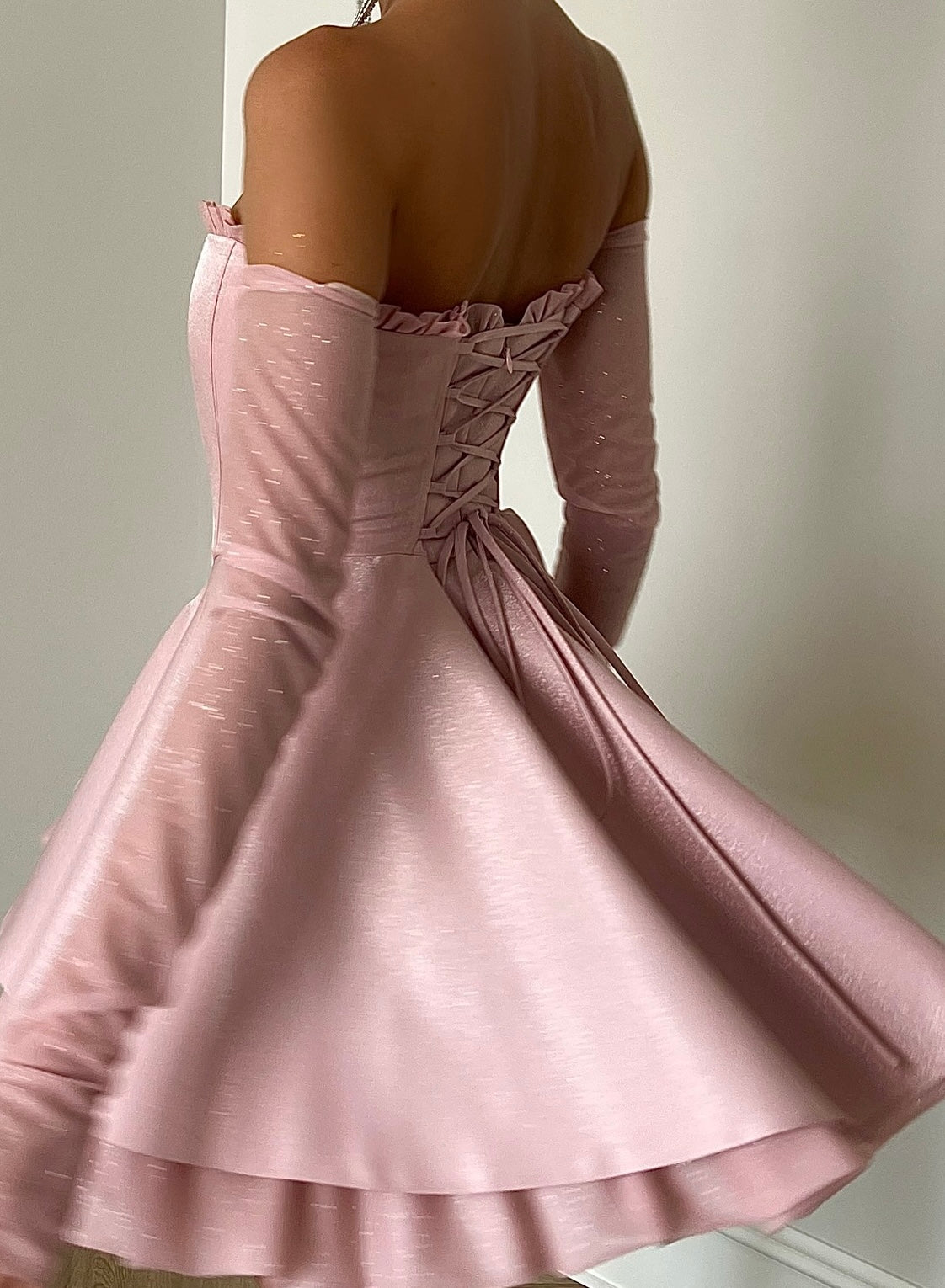 Tube Top Wooden Ear Multi-Layer Lotus Leaf Mini Dress