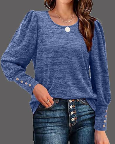 CREW NECK PUFF SLEEVE TOP(7 COLORS)