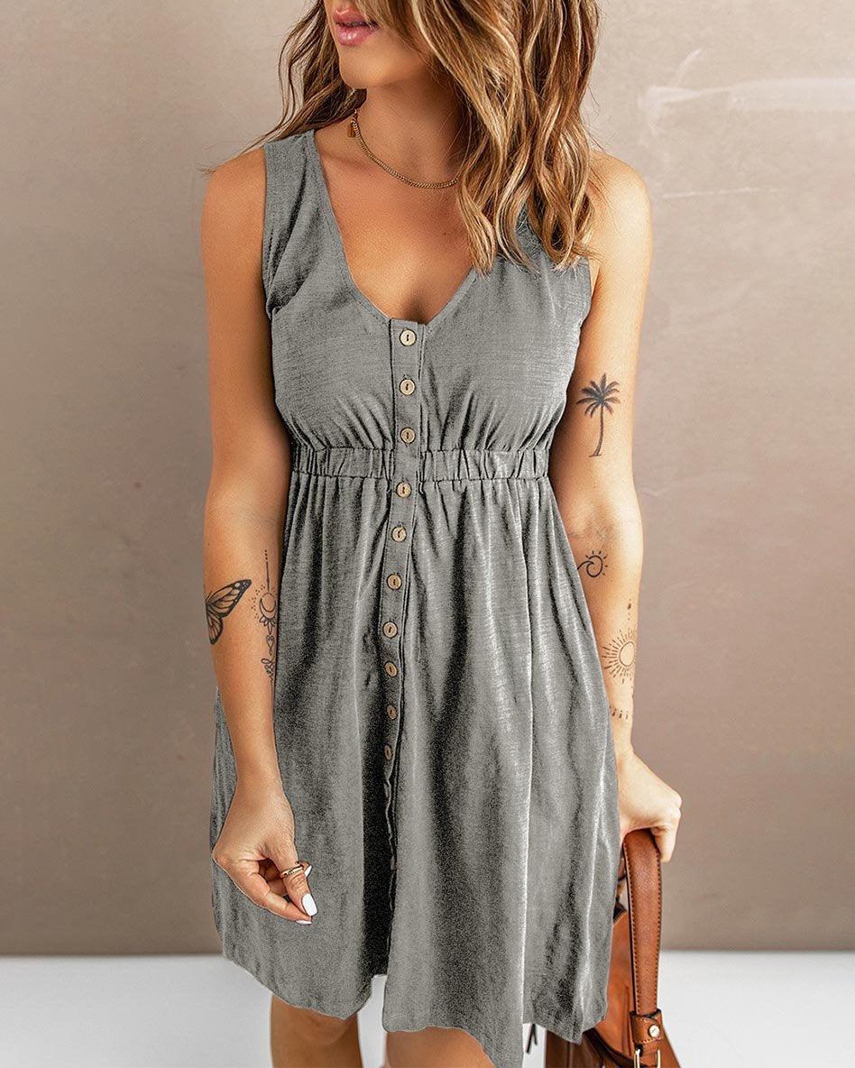 SMOCKED SLEEVELESS DRESS