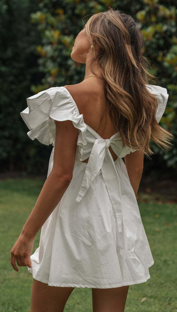 White ruffle dress