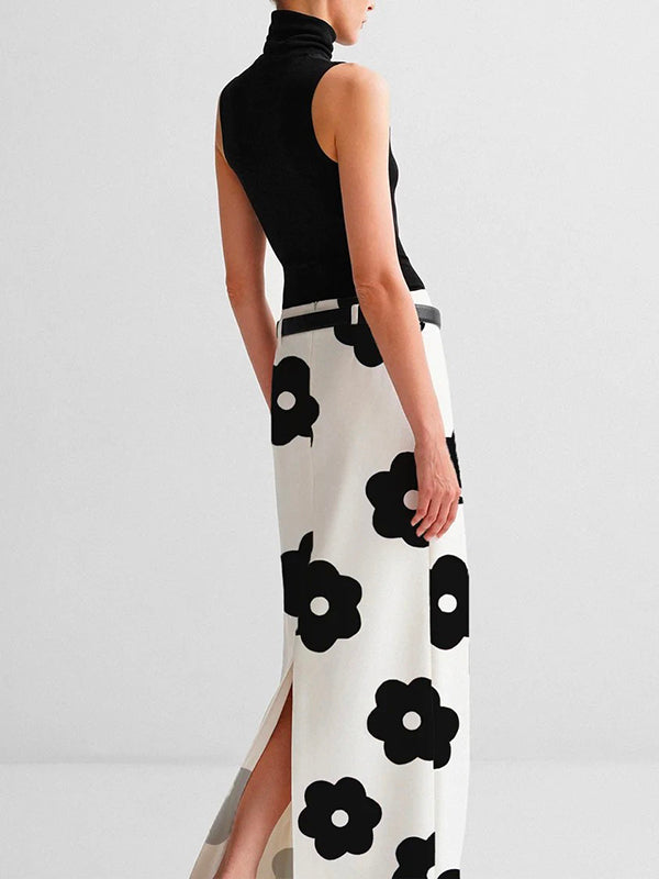 Floral Printed Split-Back Skirts Bottoms