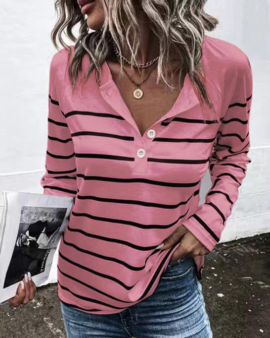 STRIPED LONG SLEEVE TOP(7 COLORS)