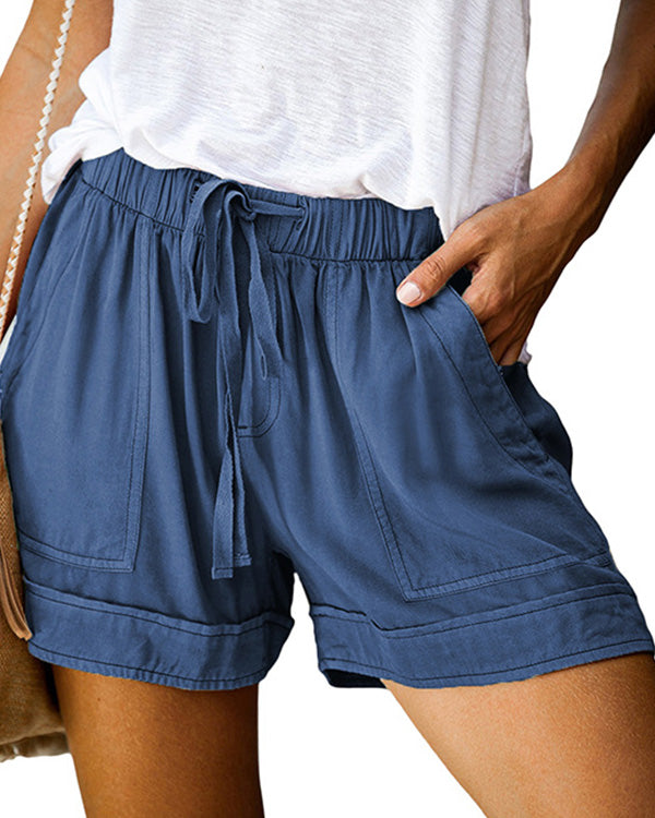 DRAWSTRING HIGH RISE SHORTS(9 COLORS)