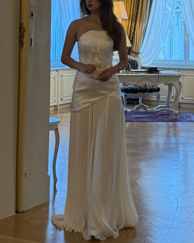 Sexy Sleeveless Cold-Shoulder Solid Color Stitching Evening Maxi Dress