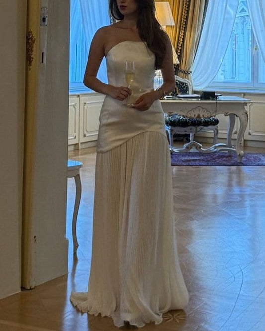 Sexy Sleeveless Cold-Shoulder Solid Color Stitching Evening Maxi Dress