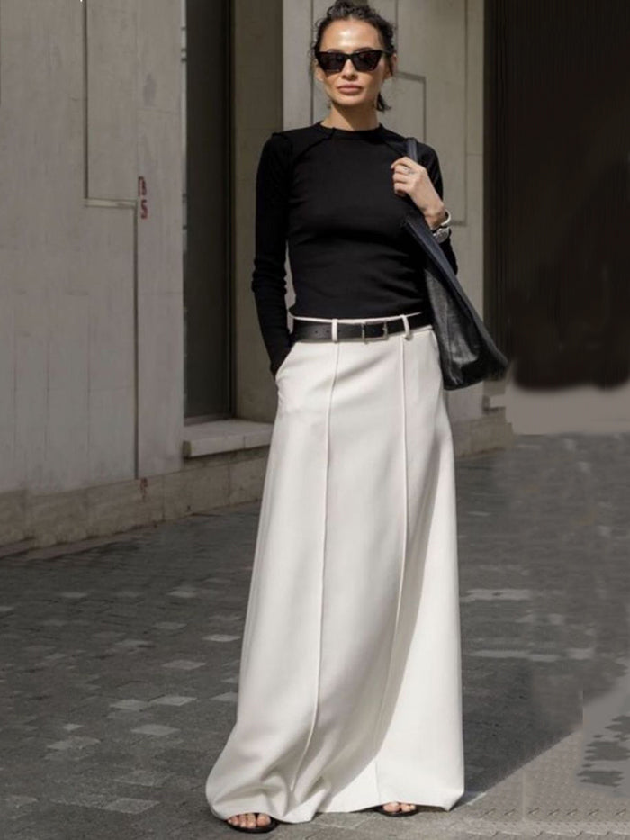 Stylish H-Line Solid Color Skirts Bottoms