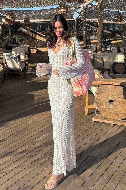 Georgia V-neck Crochet Maxi Dress