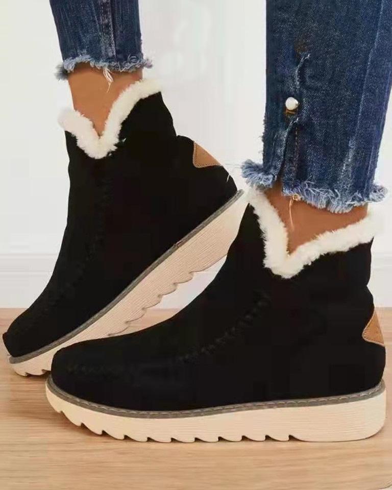 PLUSH INSIDE SLIP ON SNOW BOOTS