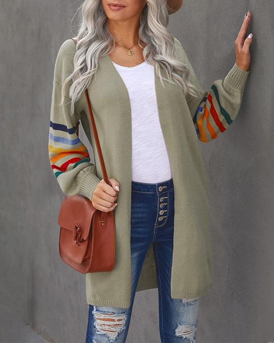 STRIPED KNIT CARDIGAN（8 COLORS)）