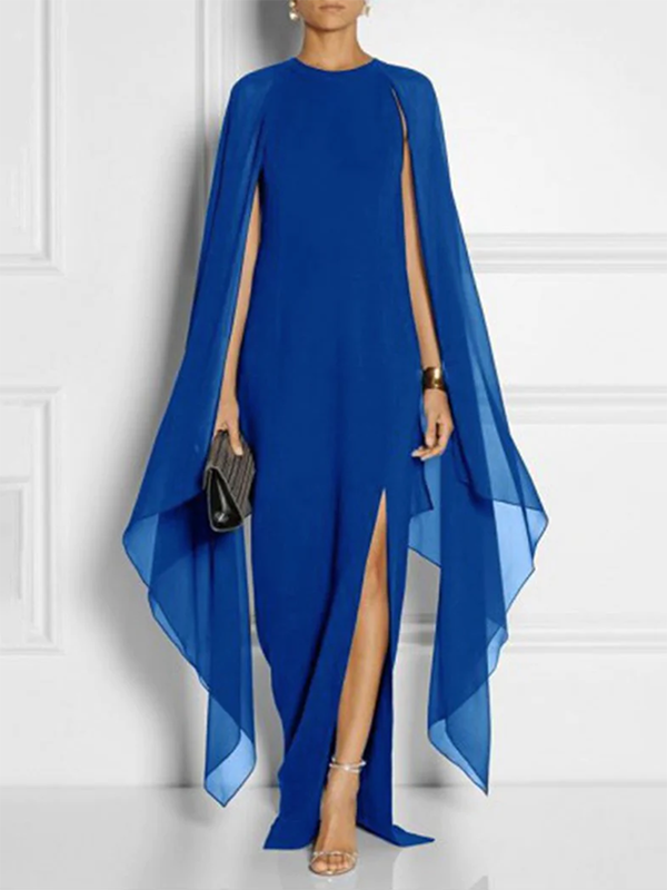 Loose Solid Color Round-Neck Maxi Dresses