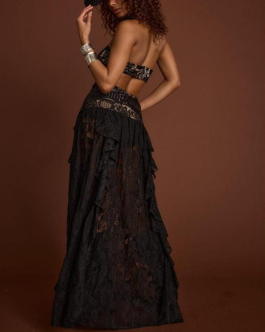 Sexy Lace Turtleneck Hollow Dress