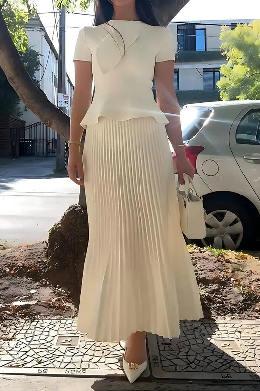 Pleated Suiting Maxi Skirt