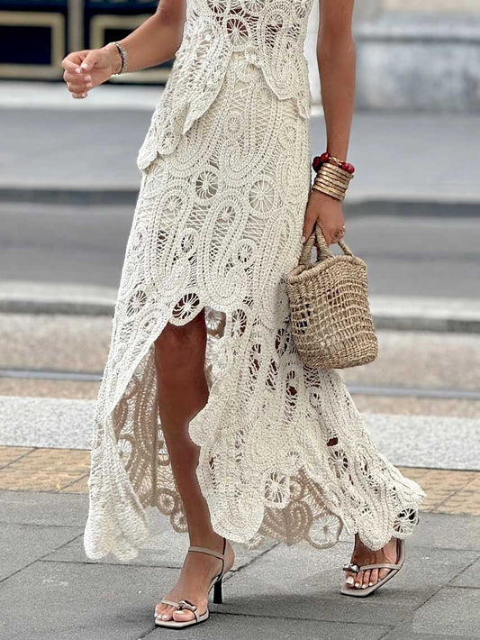 Casual Irregular Hollow Lace Skirt
