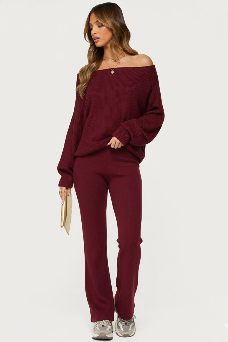 Off-Shoulder Knit Set