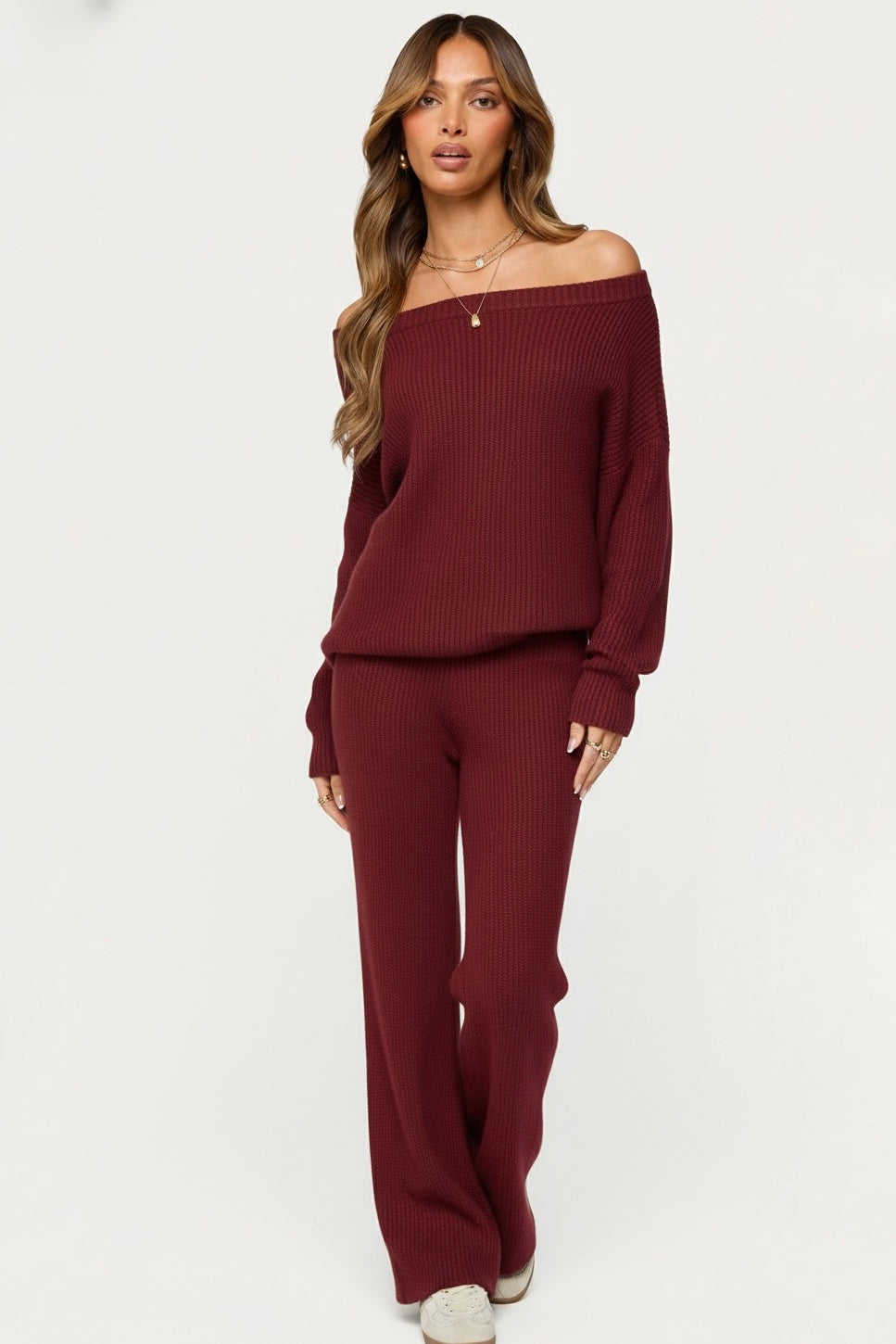 Off-Shoulder Knit Set