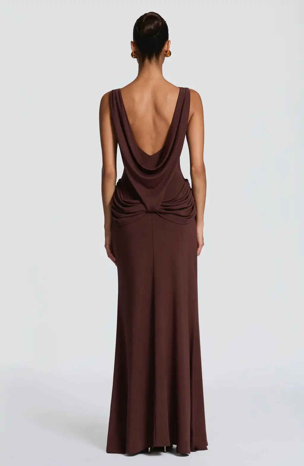 Sleeveless Ruched Backless High-Slit Bodycon Evening Gown