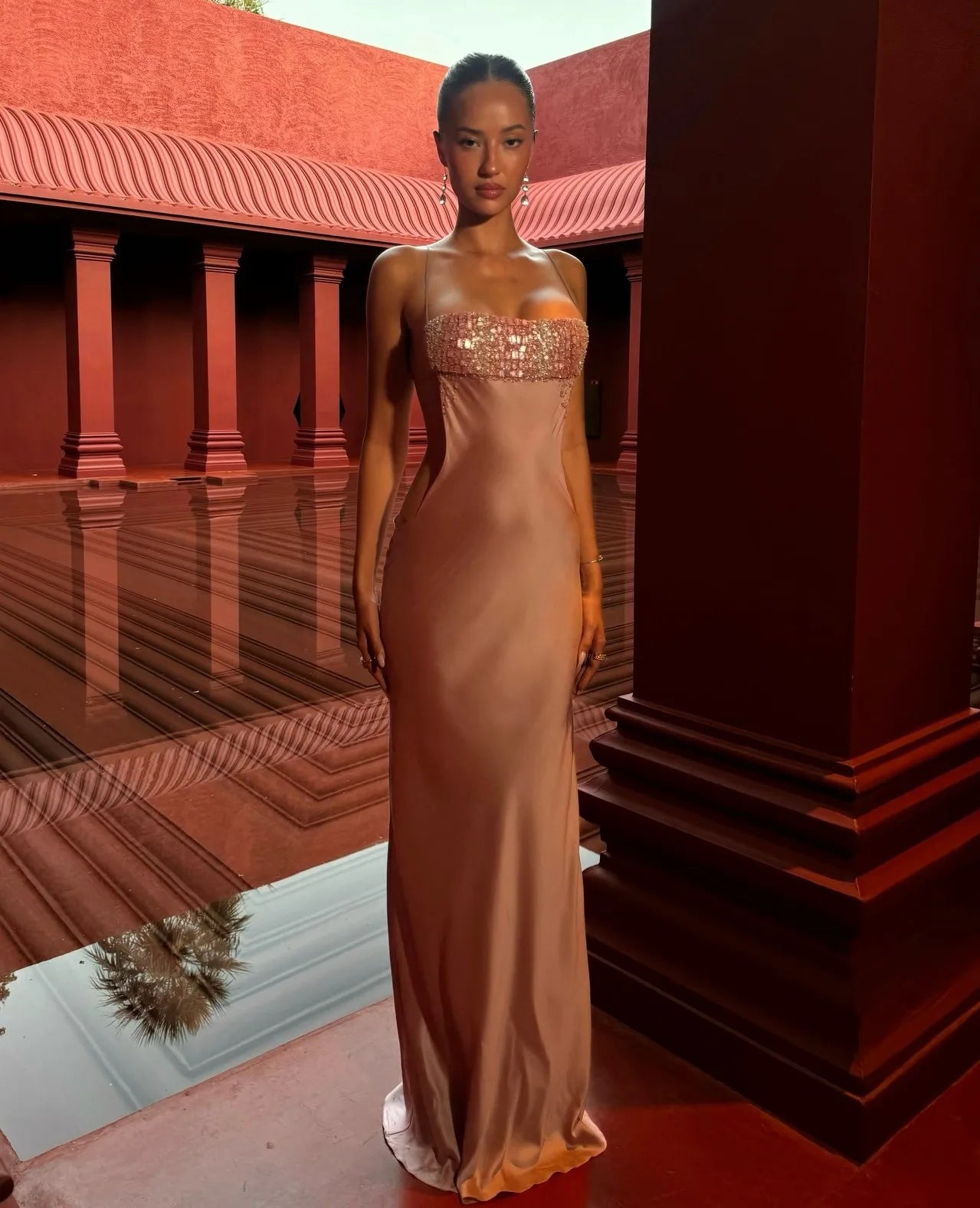 Sexy Sling Rhinestone Bandeau Slim-Fit Dress