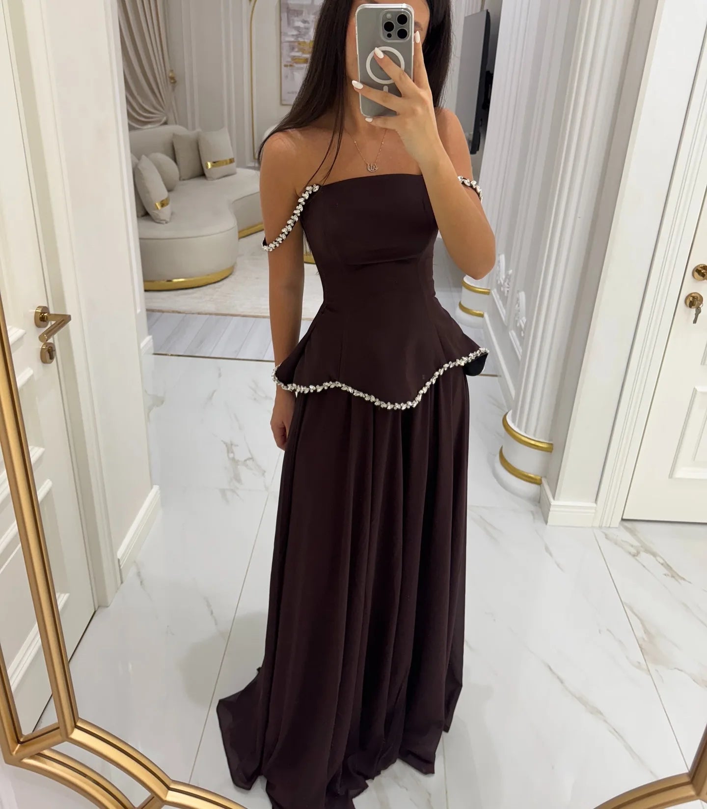 Sexy Rhinestone Stitching Elegant Dress