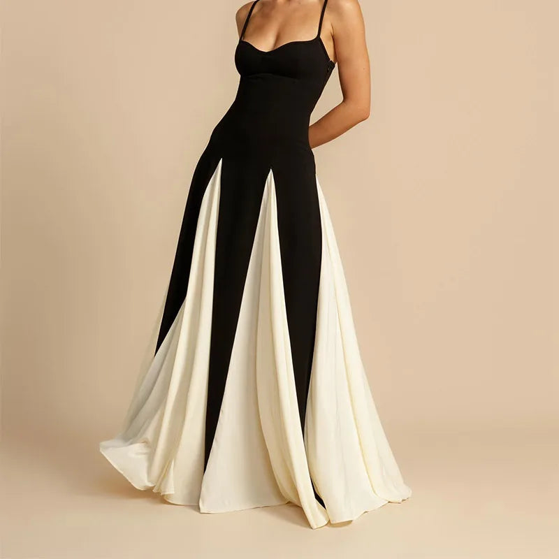 Evander Contrast Sling Maxi Dress