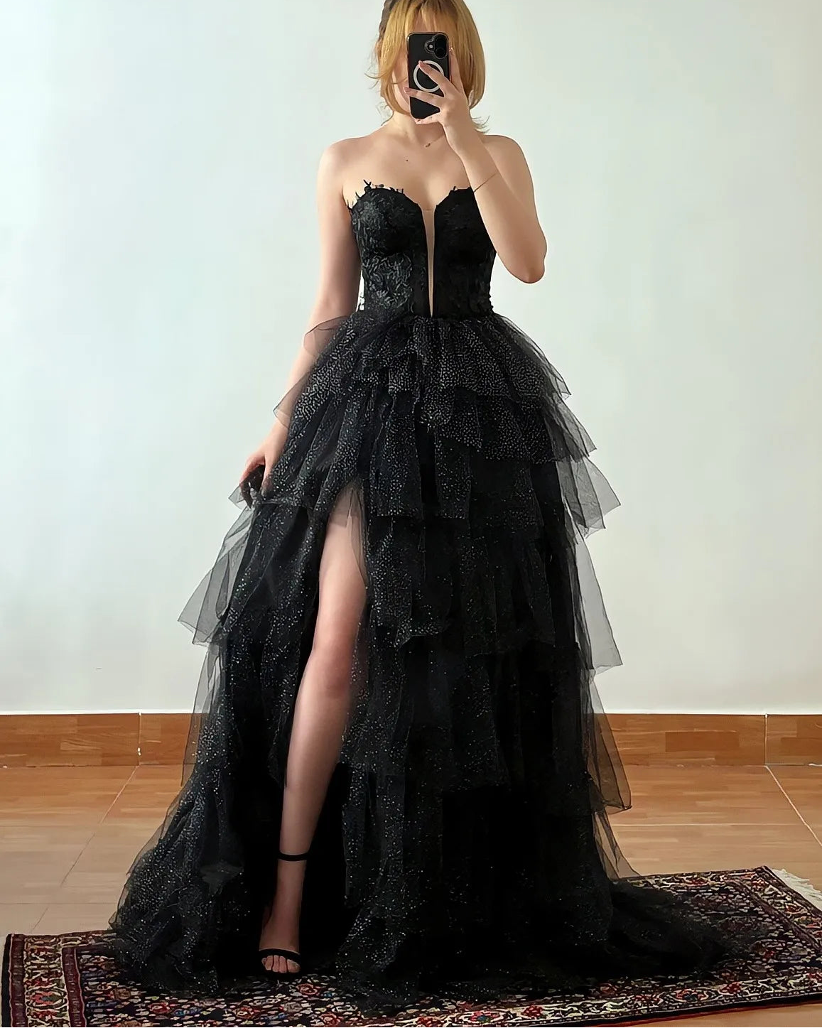 Sexy Sleeveless Cold-Shoulder Lace Tube Top High Slit Maxi Dress