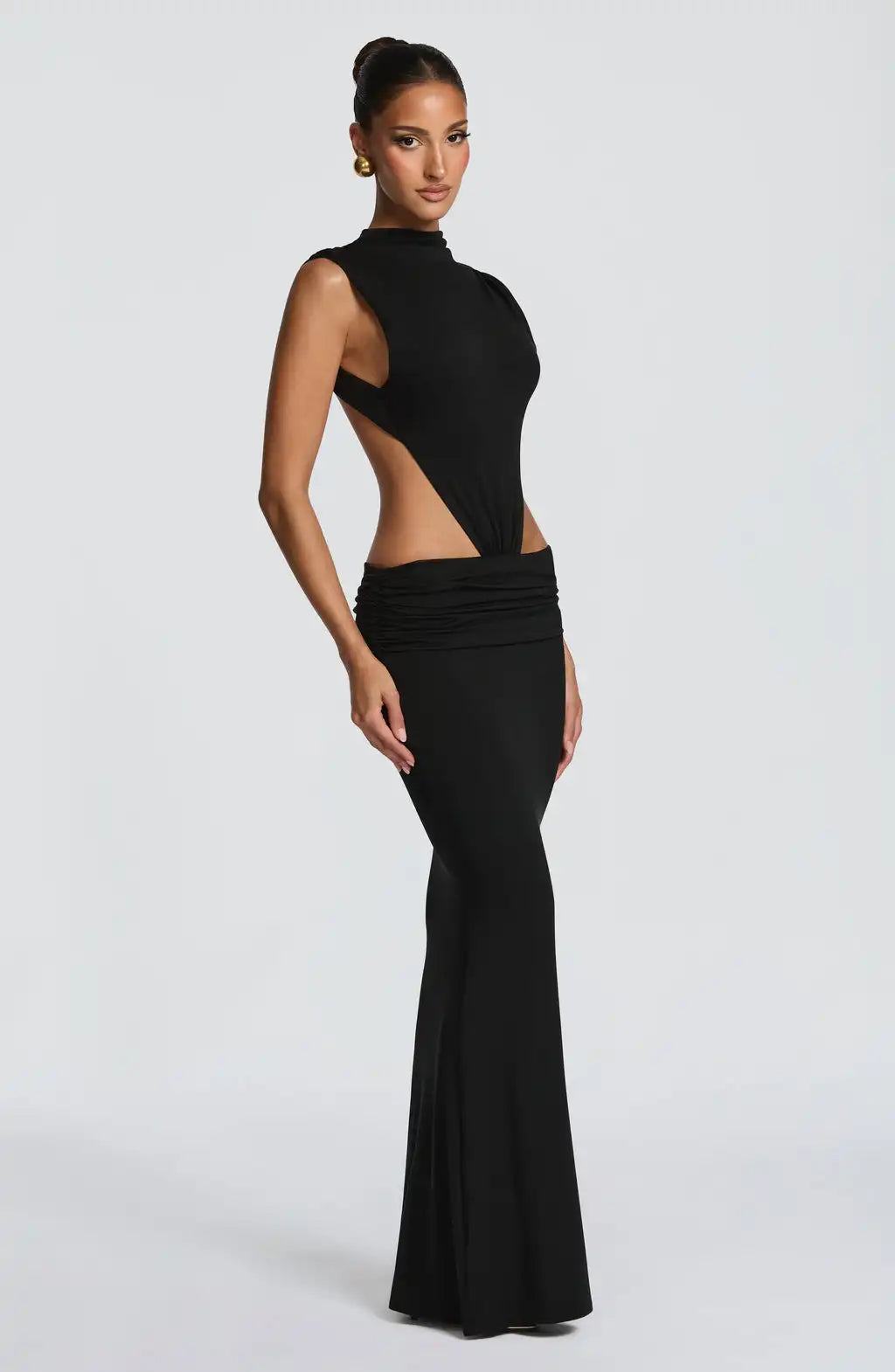 Sexy Front & Back Cutout Ruched Mermaid Maxi Dress