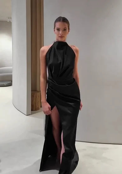 Sexy Sleeveless Halter High Slit Dress
