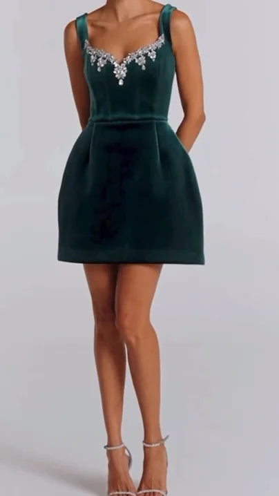 Sexy Rhinestone Elegant Mini Dress