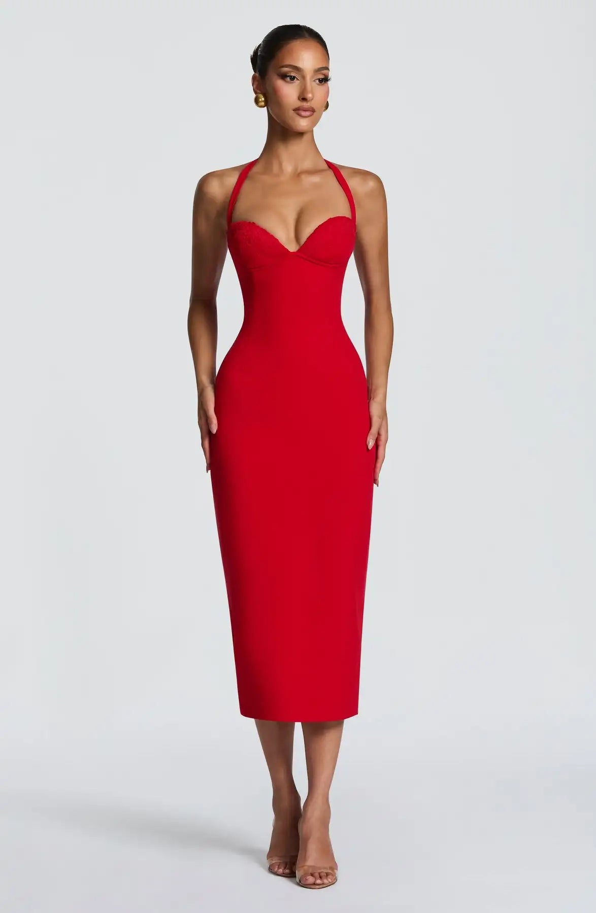 Sexy Halter Low-Cut Slim Fit Backless Dress