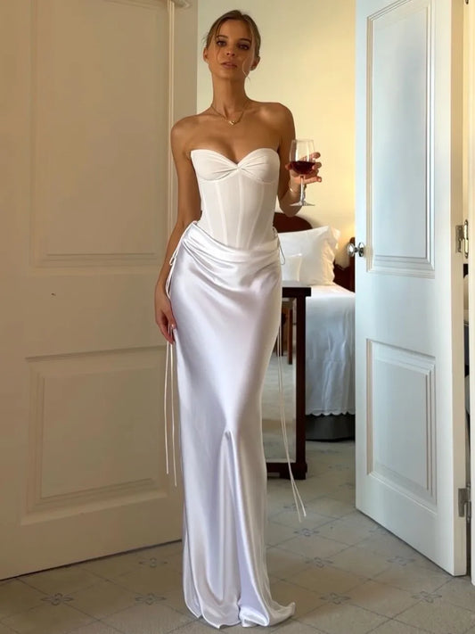 Sexy Tube Top Waist-Wrapped Elegant Dress