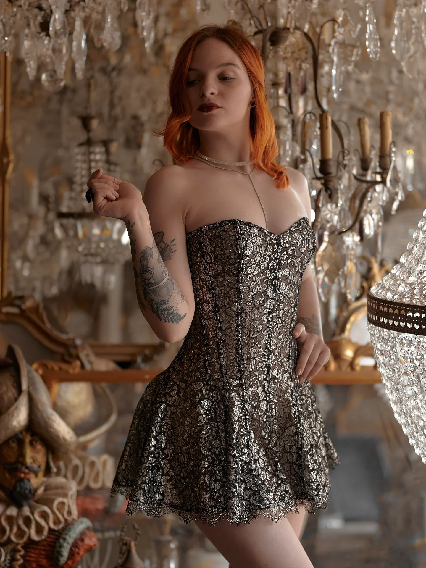 Sexy Bandeau Slim-Fit Hot Lace Mini Skirt