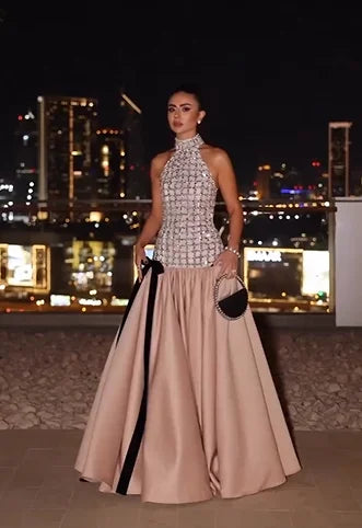 Sexy Halter Sequin Stitching Dress