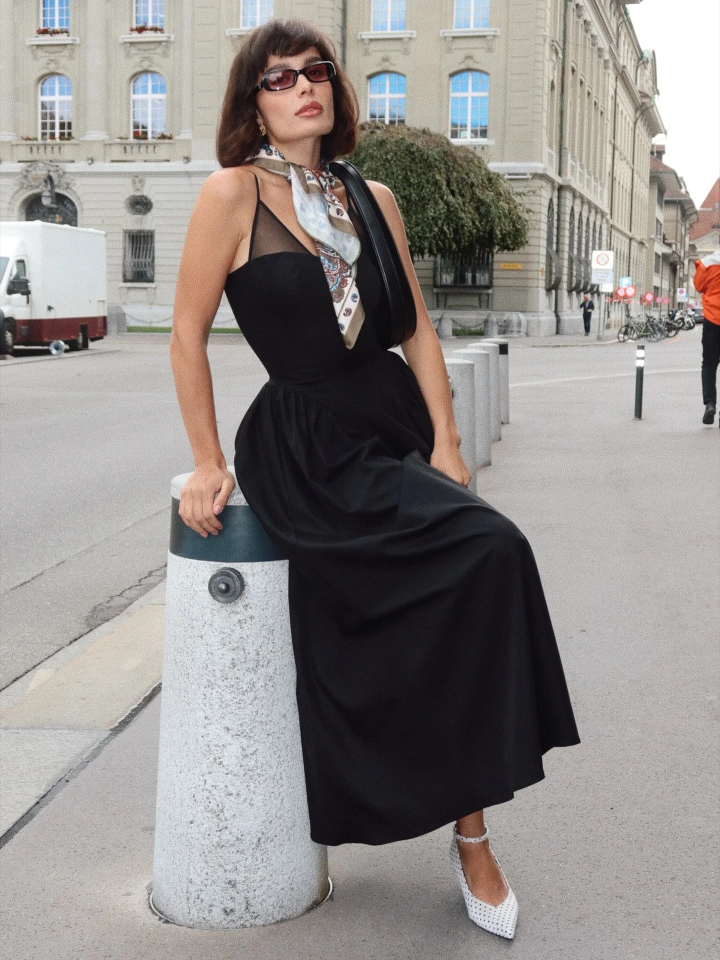 Sexy Strap Stitching Solid Color Dress