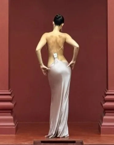 Sexy Sling Rhinestone Bandeau Slim-Fit Dress