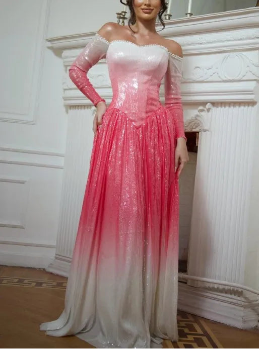 Sexy off-the-Shoulder Tube Top Gradient Dress