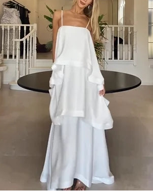Sexy Sling off-Neck Cake Maxi Dress