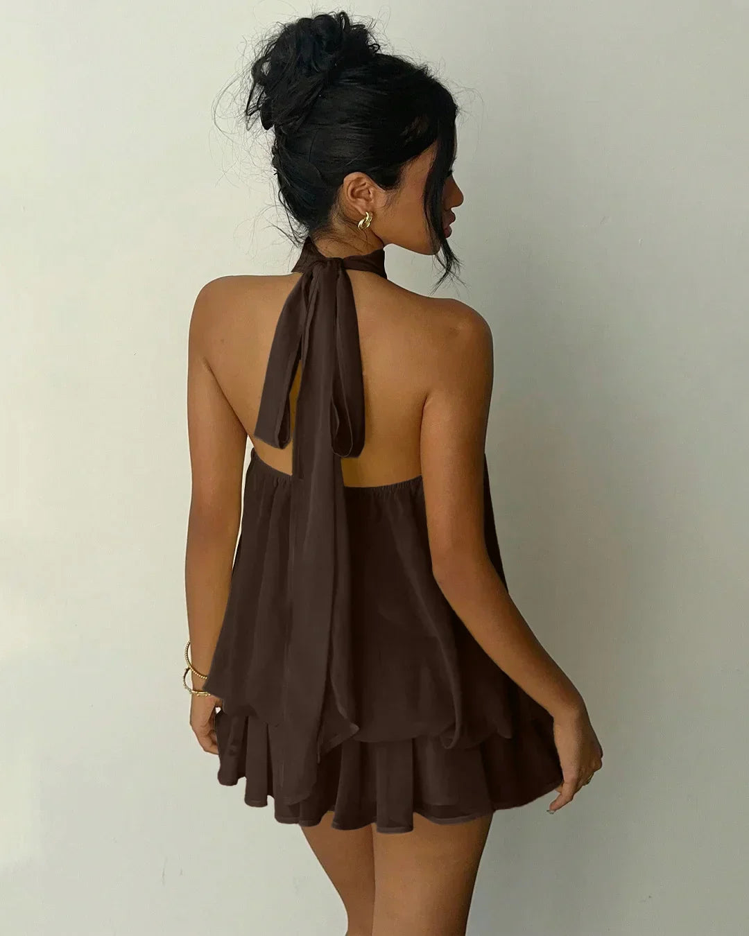 Sexy Sleeveless Halter Backless Mini Skirt