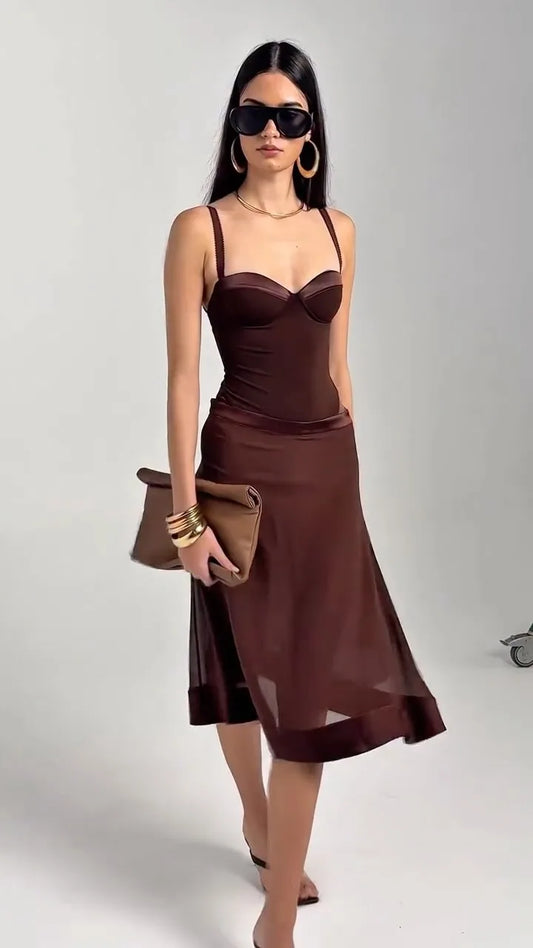 Sexy Sling Slim-Fit Solid Color Two-Piece Skirt Suit