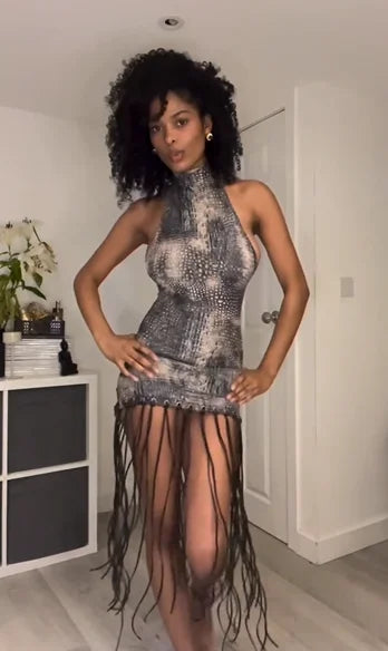 Sexy Crocodile Tassel Mini Skirt